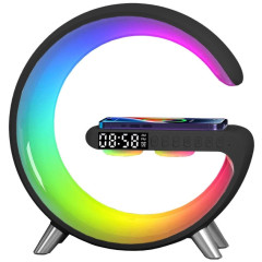 Умный RGB светильник-ночник, с бесповодной зарядкой, колонками, будильником