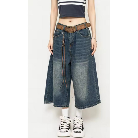 Women's High Waist Washed Denim Shorts – Vintage Y2K Loose Wide Leg Streetwear Women's High Waist Washed Denim Shorts – Vintage Y2K Loose Wide Leg Streetwear