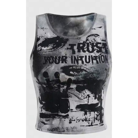 Grunge Y2K Tie Dye Eye Print Crop Tank Top – Sleeveless Streetwear for Women Grunge Y2K Tie Dye Eye Print Crop Tank Top – Sleeveless Streetwear for Women