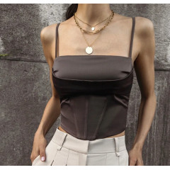 Summer Spaghetti Strap Crop Top – Sexy Backless Lace-Up Camis for Women, Elegant Party Streetwear