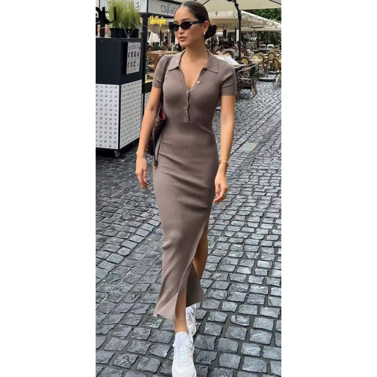 Elegant Collared Slit Dress for Women