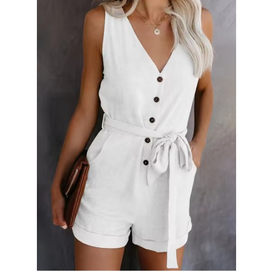 Casual Summer Romper – 5-Point Short Jumpsuit