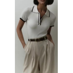 Elegant Ribbed Pullover – Short Sleeve Knitwear
