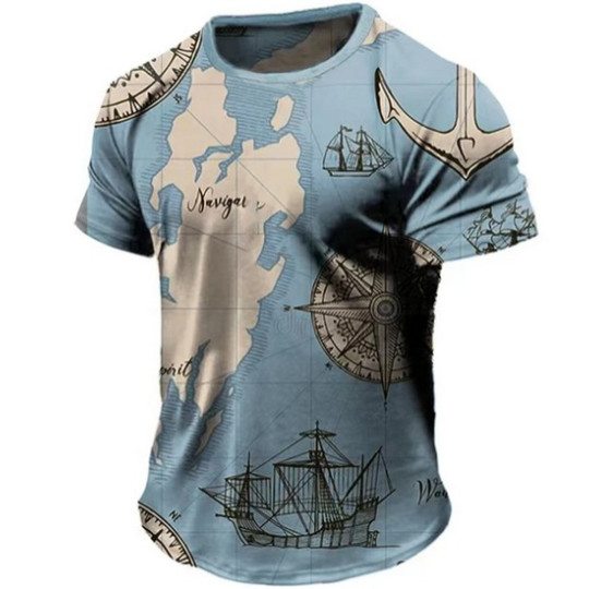 Men’s Vintage Streetwear T-Shirt – Compass Design Men’s Vintage Streetwear T-Shirt – Compass Design