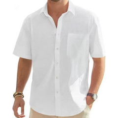 Men’s Cotton Linen Short Sleeve Shirt – Beach Ready