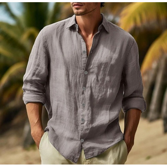 Men’s Cotton Linen Hawaiian Shirt – Classic White Men’s Cotton Linen Hawaiian Shirt – Classic White