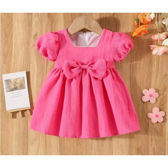 Baby Girl Solid Color Bow Dress