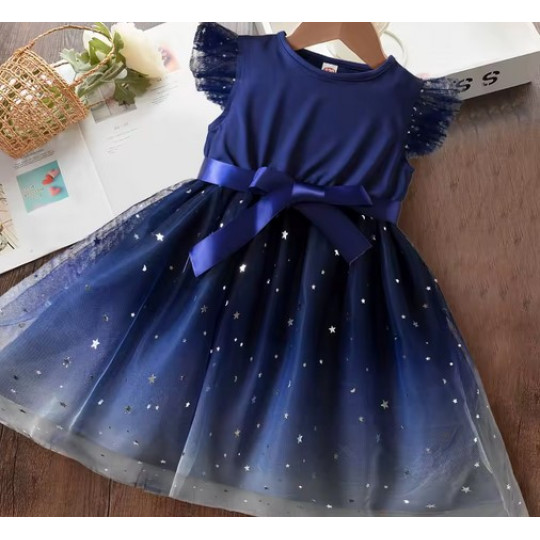 Casual Sparkle Mesh Dress for Baby Girls