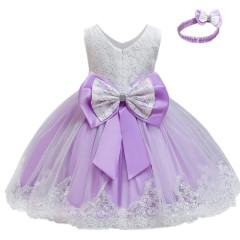 Lace Bow Baby Girl Dress for Birthday or Baptism