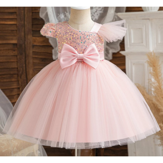 Elegant Princess Dress with Bow and Butterfly Details