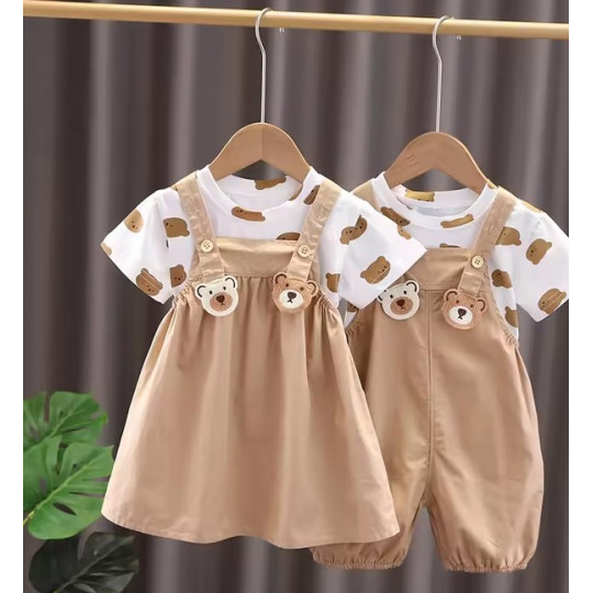 Sibling Cartoon T-Shirt & Bib Shorts Set Sibling Cartoon T-Shirt & Bib Shorts Set