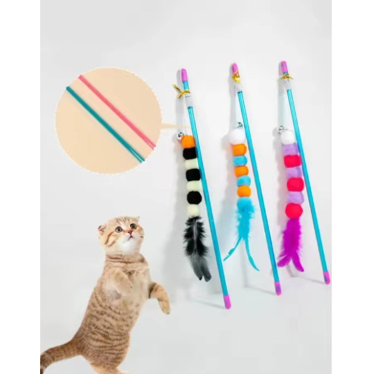 Funny Cat Stick with Faux Fur Insect