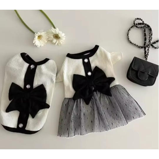 Luxury Puppy Dress Black and White Skirt