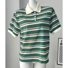 Striped Pullover Tee with Polo Collar