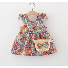 Baby Girl Summer Halter A-Line Dress with Bag