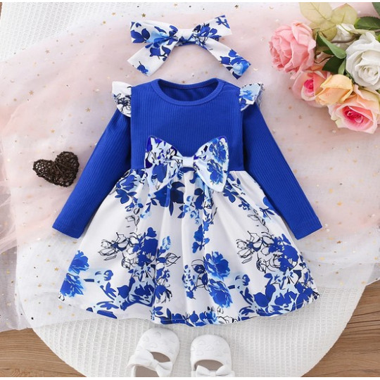 Baby Girl Porcelain Blue Party Dress