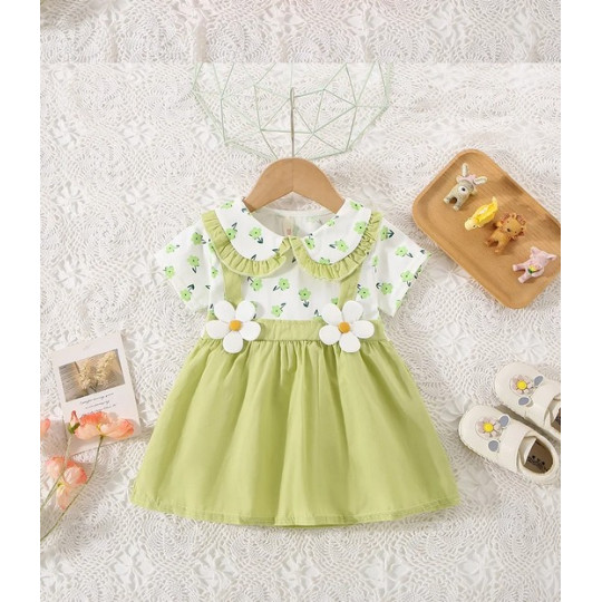 Cotton Flower Two-Piece Look Baby Dress