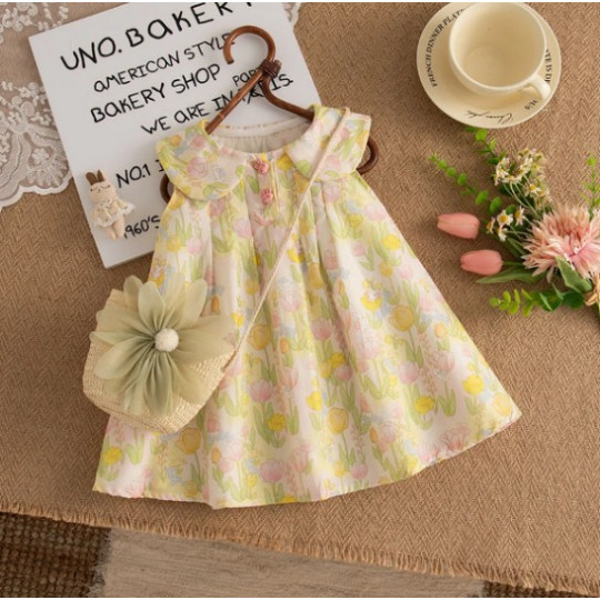 Cute Rabbit Cotton Dress with Bag