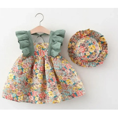 Flower Print Baby Dress Set